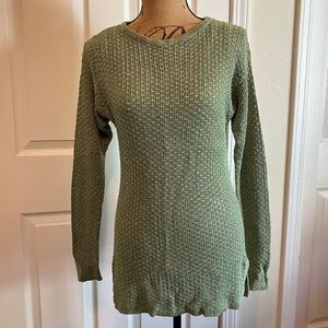 Christina silk rayon knit tunic long pullover crew neck green sweater M